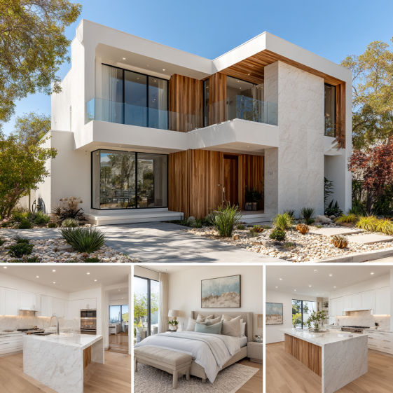 Bright, airy living room with white oak floors and coastal décor in a Custom Home Design in Bel Air.