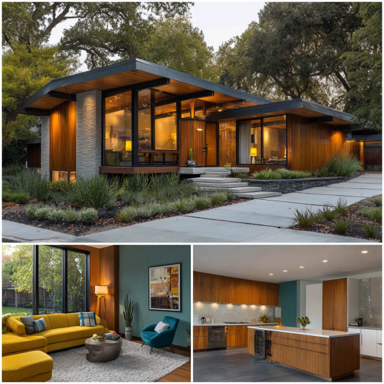 Functional, retro-modern kitchen with sleek cabinetry and minimal hardware in a Custom Home Design in Brentwood.