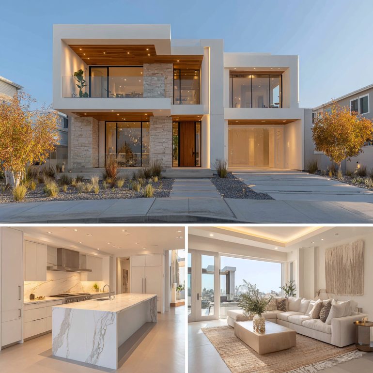 High-end photorealistic visualization of a residential custom homes design in Pacific Palisades project.
