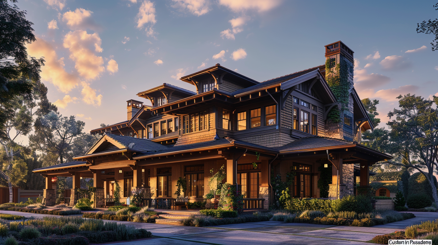 Modern Craftsman style house with natural wood siding, representing luxury custom homes design in Pasadena.