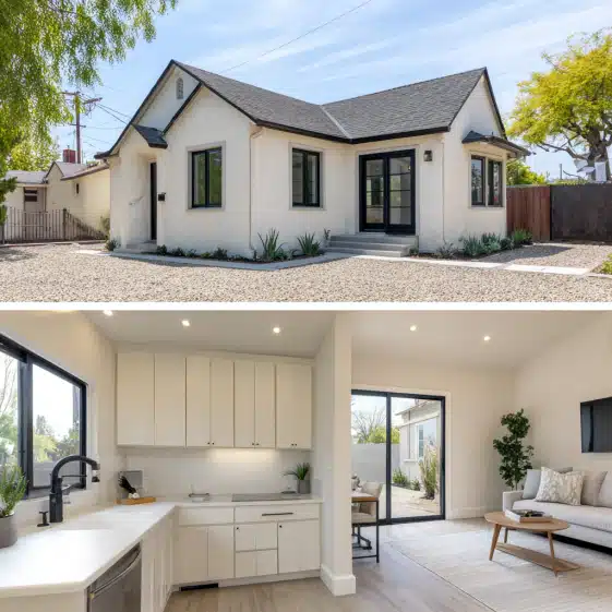 Functional open-concept interior of an ADU in Buena Park with recessed lighting and neutral decor