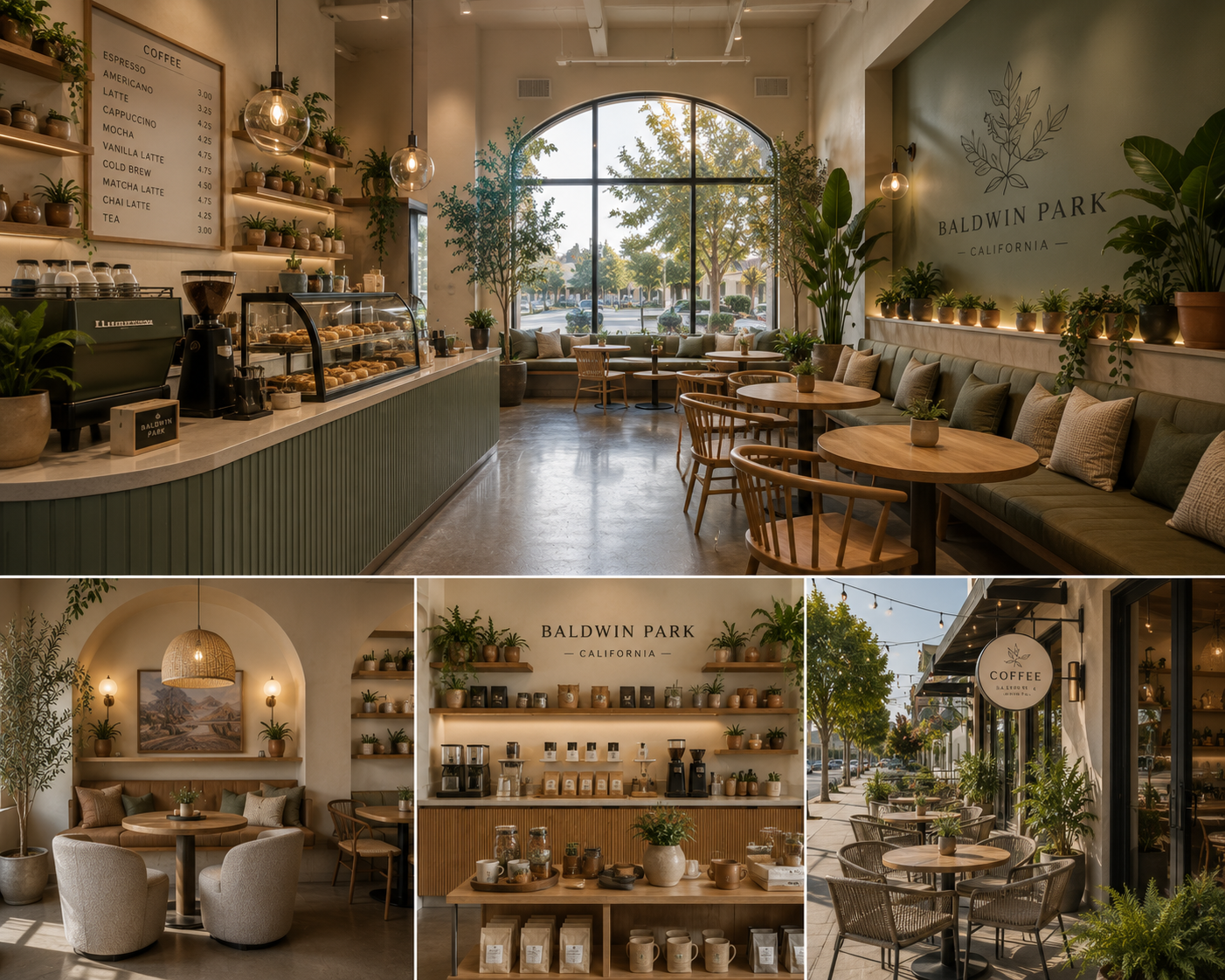 Contemporary commercial café and retail interior design in Baldwin Park, CA