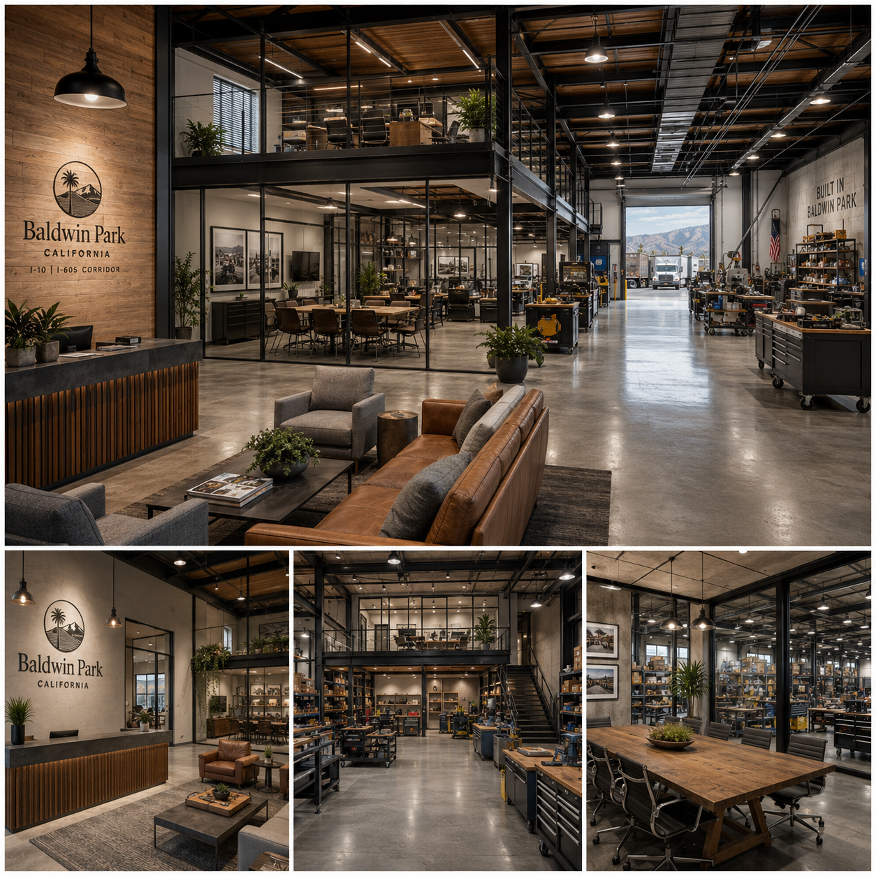 Industrial warehouse, workshop, and office interior design in Baldwin Park, California