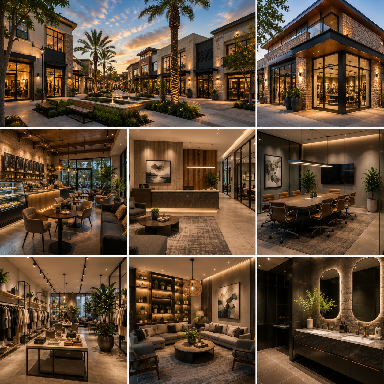 Upscale commercial center and corporate storefronts by office interior designers in Aliso Viejo