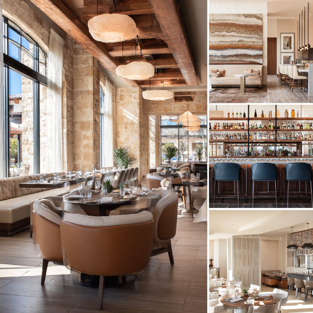 Luxury restaurant interior design in Mission Viejo featuring an elegant dining room, cocktail bar, private dining area, and sophisticated reception lounge