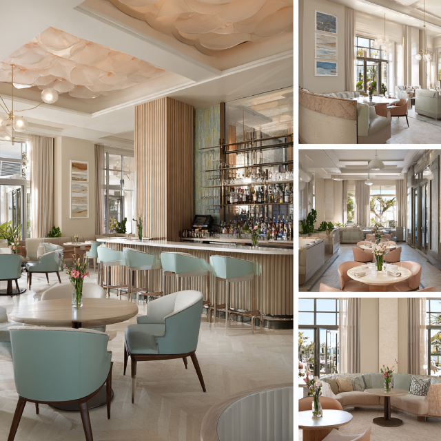 Premium restaurant interior in Newport Beach featuring an elegant main dining room, sophisticated cocktail bar, intimate private dining area, and stylish reception lounge